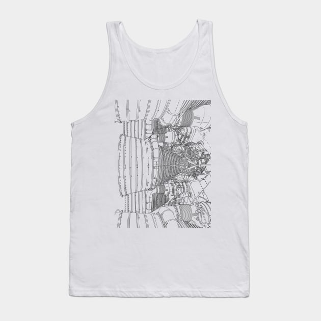 Apollo Rocket Booster - Line Art Tank Top by lamaisondulapino